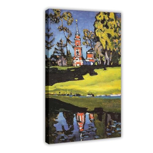 Toile Wassily Kandinsky Église rouge décoration murale pour bureau et salon avec cadre