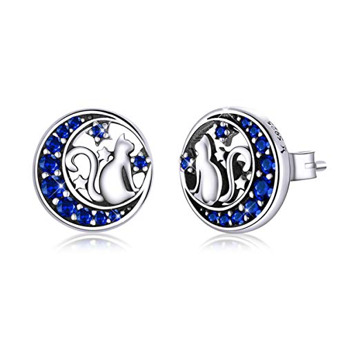 BISAER 925 Sterling Silver Stud Earrings Hypoallergenic Cute Animal Butterfly Cat Paw Flower Fairy Mermaid Earrings for Women Jewelry