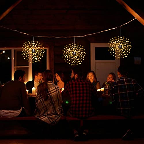 4 Pack Hanging Solar Firework Lights 800 Led Starburst Lights Copper Wire Outdoor Waterproof Lights 8 Modes Remote Control Fairy Decorative Lights For Patio Umbrella, Eave, Garden Tree (Warm) #TOP3