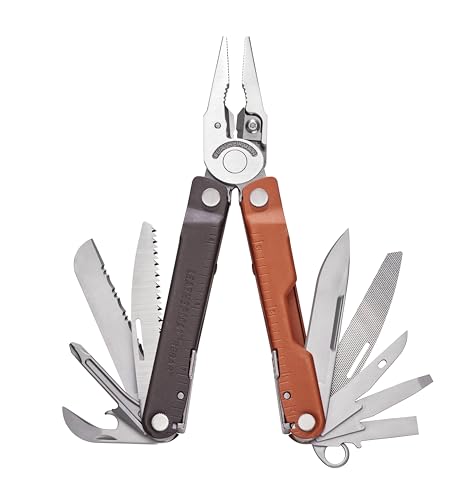 LEATHERMAN, Multiherramienta para ferralla con sierra y cortaalambres premium reemplazable, Burnt Sienna con funda de nailon