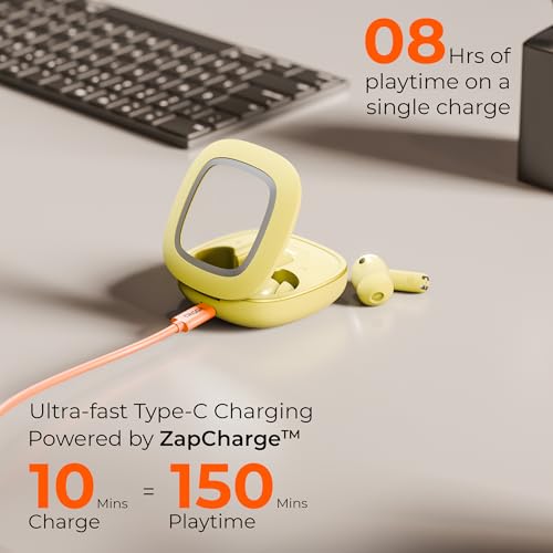 Image of Apex S1 True Wireless Earbuds, 100H Playtime, ZapCharge, Quad MEMS Mic, Power Play Low Latency, IPX4, 360 Spatial Soundstage,Bluetooth v5.3, BassXpand, Dual Pairing (Pearl White)