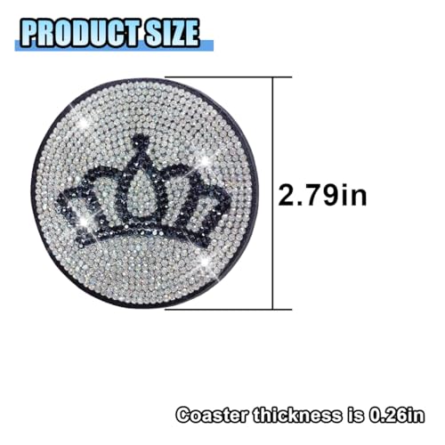 2PCS Bling Crown Portavasos para Carro, 2.79 in, Silicón miniatura 2