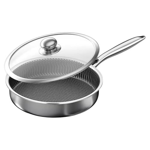 Sartén antiadherente: un utensilio de cocina con tapa. Sartén duradera para las estufas y llamas directas | Utensilios de cocina versátiles que se pueden utilizar para una amplia gama de propósitos, d