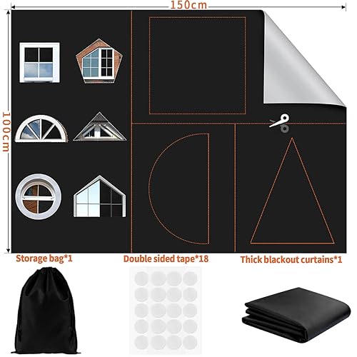 Blackout Shades for Windows (57" X 40") 100% Blackout Material Blackout Blinds-Black Out Blinds for Window Portable Blackout Curtains for Baby Nursery, Bedroom, Office Or Travel Use