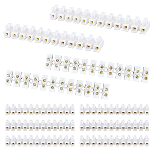 ERKOON 10/20 Pack Terminal Block, 12-Position Dual Row Terminal Strip Screw Terminal Electric Barrier Block for Small Home Projects and Electrical 10Amp 360V (10)