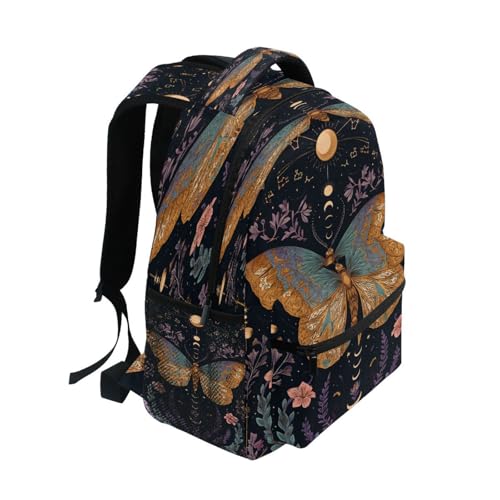 Butterfly Moon Sun Backpack for School Boys Girls Adults Kids Bookbag Laptop Bag 18L2