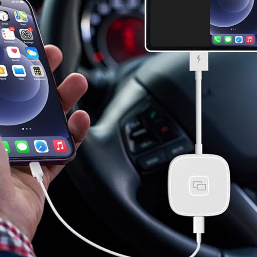 Dispositivo di Mirroring dello Schermo 'auto, Adattatore a Specchio per Telefoni IOS, Sincronizzazione in Tempo Reale, qualità 'immagine HD, Dongle di Mirrrorring Cablato, (Piazza)