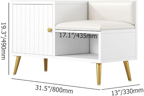 Miniatura 3 de homary Banco moderno para zapatos con almacenamiento, banco de almacenamiento de entrada con asiento tapizado (blanco)