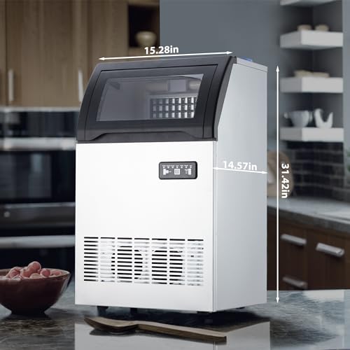Fabricadora de hielo acero inoxidable 100 lbs diarias miniatura 4