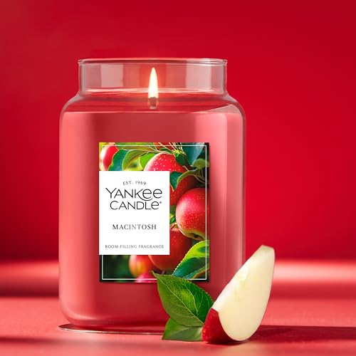 Yankee Candle Large Jar Scented Candle with up to 150 Hour Burn Time, Premium Plant Wax Blend for Consistent Burn, 22 oz Jar Candle with Room Filling Fragrance, Macintosh