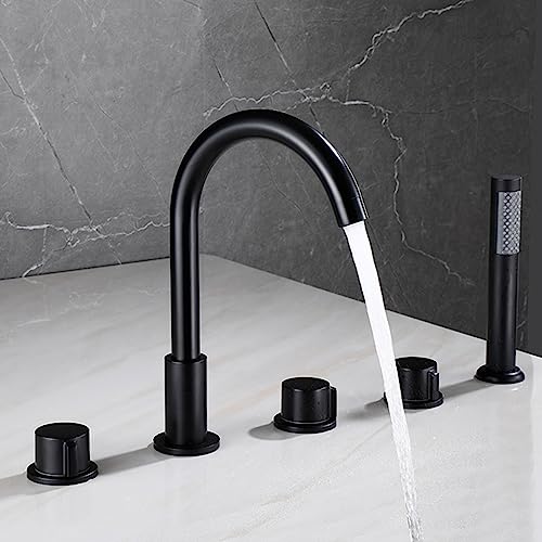 Mitigeur de bain-douche chrome 5 trous avec douche à main intégrée