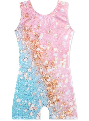 Image of HOZIY Gymnastics Leotards for Girls Unicorn Aurora Rainbow Mermaid Dinosaur Cupcake Sparkle Biketard Toddlers Kids Children