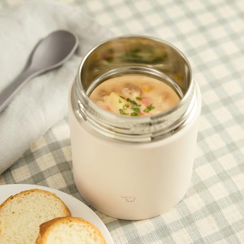 Image of Zojiru Soup Jar, 13.5 fl oz (400 ml), Large Rice Bowl Size, Delicious Hot & Cold Retention, Dishwasher Safe, Easy to Clean, Seamless Lunch, Wide Mouth, Ecru Beige SW-LA40-CM