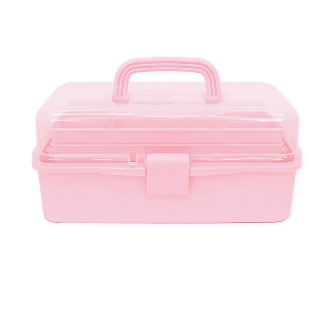 Craftelier - Caja de Herramientas de Plástico | Caja Organizadora de Plástico con Compartimentos | Organizador de Medicamentos y Scrapbooking | Tamaño Aproximado 32 x 13,5 x 18,5 cm - Color Rosa