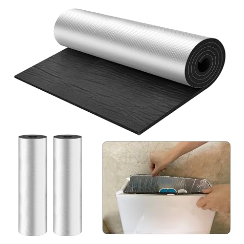 Nkiy Quen 2 Pcs Toilet Tank Liner-40"x15.7" Thicken Toilet Anti Condensation Kit with Aluminum Foil-Self Adhesive Toilet Tank Insulation Liner for Stopping Condensation to Prevent Water Damage