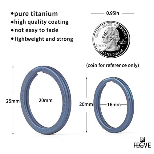 Image of FEGVE Titanium Key Chain Rings Split Rings 4 Pack - Durable, Lightweight and Corrosion-Resistant Keyrings for Home & Car Keys