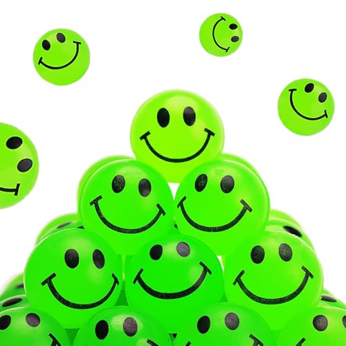 Eymobad - Eymobad 30 Pièces Balles Rebondissantes Lumineuses, Balle Smiley Phosphorescente - Jouet Rebondissant Fluorescent pour Enfants, Cadeaux Fête Anniversaire Noël (25mm)