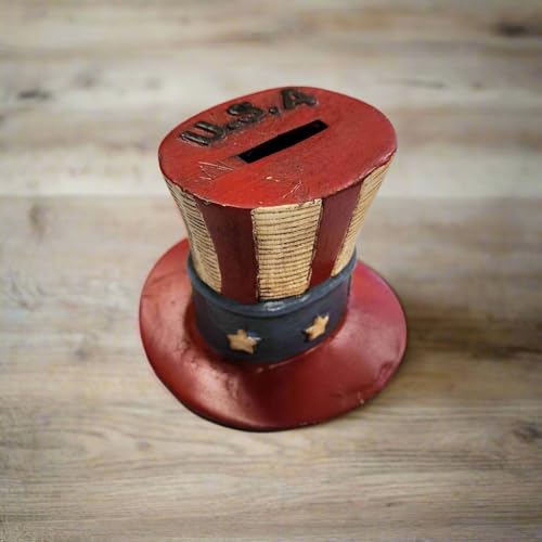 Hucha de hierro fundido con diseño de sombrero USA miniatura 2