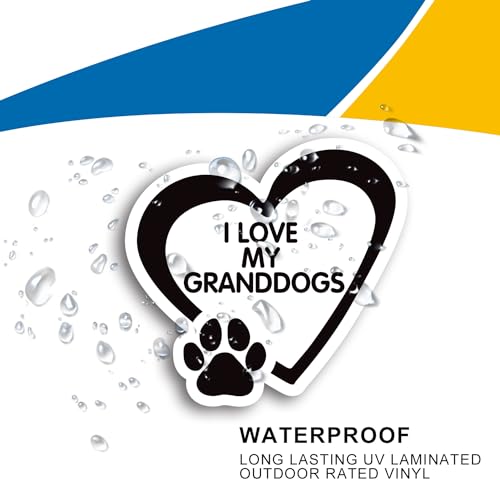 Image of I Love My Granddogs Pawprint Magnet Decal, 5 Inch, Heavy Duty Automotive Magnet for Car Truck SUV, Black, 3wesd112