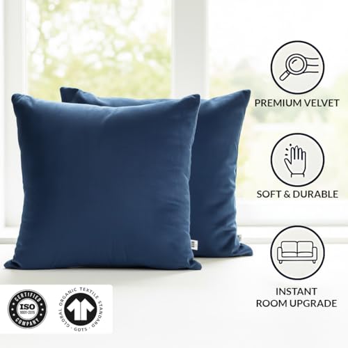 Image of HOMEMONDE Velvet Cushion Covers Set of 5-20x20 Inch Decorative Pillow Cover for Sofa, Couch, Chair, Blue