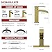 Lavatrum Brushed Gold Bathroom Faucet Waterfall Vanity Faucet for Brass 1 Hole Sink Single Handle Modern Mixer Tap with Pop-up Drain Stopper for Lavatory Farmhouse Rv