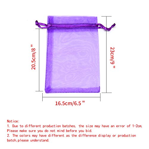 Image of Dealglad 100pcs Drawstring Organza Jewelry Candy Pouch Party Wedding Favor Gift Bags (7x9 inch, Purple)