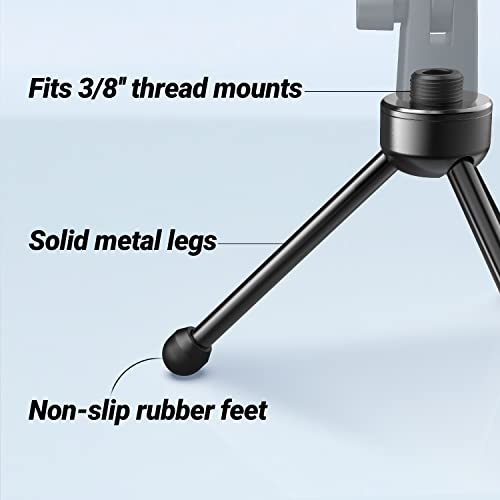 Fifine Tripod Stand For Desktop Microphone With Non-Slip Rubber Feet, Durable Metal Construction, Foldable Desk Mic Stand For Gaming, Podcasting, Meetings, Chatting #TOP3