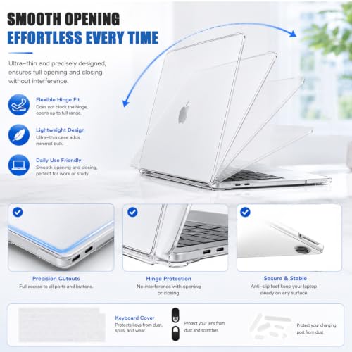 Image of Hard Shell Case Compatible with MacBook Neo 13 Inch 2026 Release Model A3404 with A18 Pro Chip Crystal Clear Laptop Cover with Keyboard Cover Dust Plugs and Lens Protective Cap