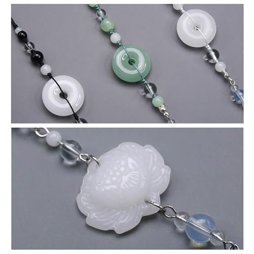Meiliyizu Chinese Hanfu Pendant, Chinese Hanfu Tassels Pendant Retro Waist Pendants with Imitation Jade Stylish Jewelry for Parties Clothing Accessories - Thumbnail 5