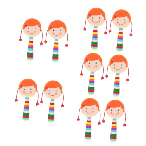 ibasenice 10 Piezas Traqueteo Juguete Sonajero De Dibujos Animados Sonajeros Para 0-6 Juguete Sonajero Para Niños Bebé Juguetes De Ritmo Musical Bola Sonajero Recién Nacido Madera Impresión