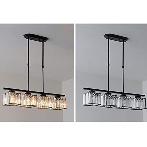 Plafonnier rectangulaire en cristal E27 luminaire suspendu doré pour salon