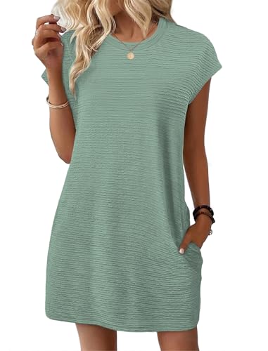 Sampeel Summer Dresses for Women 2026 Spring Beach Vacation Outfits Casual Short Sleeve Sundresses Fashion Clothing Cruise