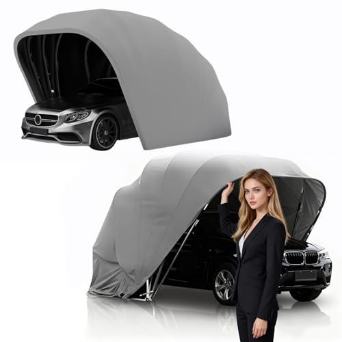 Cochera Plegable de Acero Inoxidable de Gran tamaño, con toldo retráctil, para Todo Tipo de Clima, Ideal para estacionamientos, Botes pequeños y SUV, Color Gris(6x2.5x2.5m)