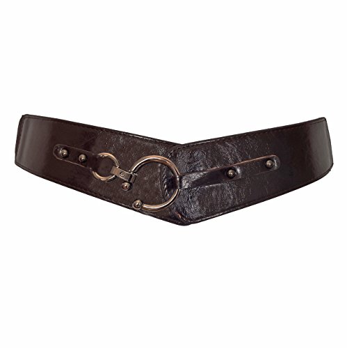 Evogues Apparel B20170405B_BRN-0001 Evogues Plus Size Hook Buckle Faux Leather Wide Elastic Belt Dark Brown cover