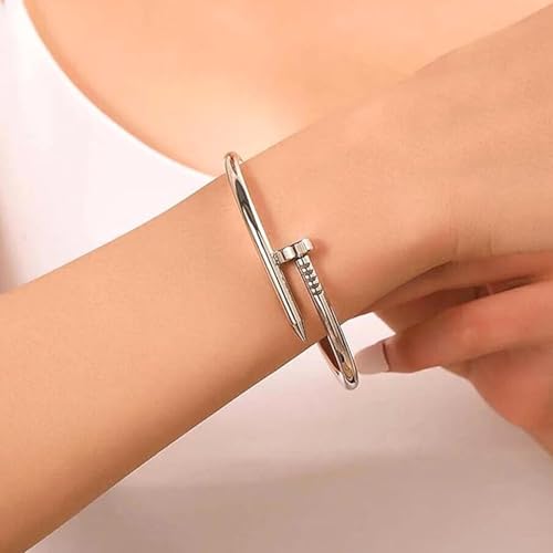 Image of Okos Gold Plated Fashion Jewellery Stainless Steel Anti Tarnish Cuff Band Style Bangle Bracelet with White CZ Stones For Girls and Women CO0025