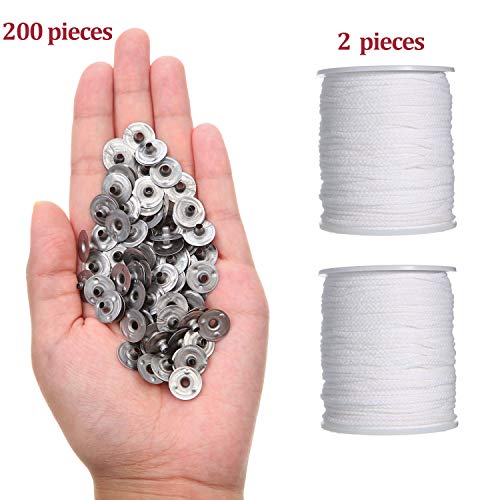 202 Pieces Candle Diy Tools Set, Includes 2 Rolls Braided Candle Wick 200 Ft Core And 200 Pieces Candle Wick Sustainer Tabs For Candles Diy Crafts #TOP2