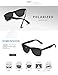 LUENX Square Retro Men Polarized Sunglasses 80s Classic Trendy Stylish Black Lens Glossy Black Frame