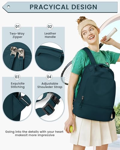 Image of Gym Backpack for Women, Gym Bag with Shoe Compartment, Water Resistant Lightweight Sports Yoga Travel Backpack with Wet Pocket,Cheer Backpack,Blue