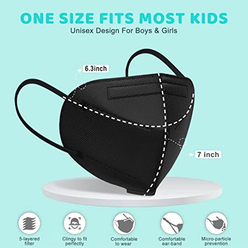 Kids Kn95 Disposable Face Masks - 50 Pack Breathable Protective Colored Kn95 Children Face Masks，5 Layers Safety Cup Dust Masks Unisex Set For Girls Boys Multicolor-1 #TOP5