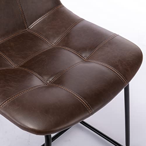 Locus Bono Faux Leather Dining Chairs Set Of 2, Upholstered Dining Chairs, Mid Century Modern Accent Side Chairs With Black Metal Legs For Home Kitchen, Living Room (Brown) #TOP4