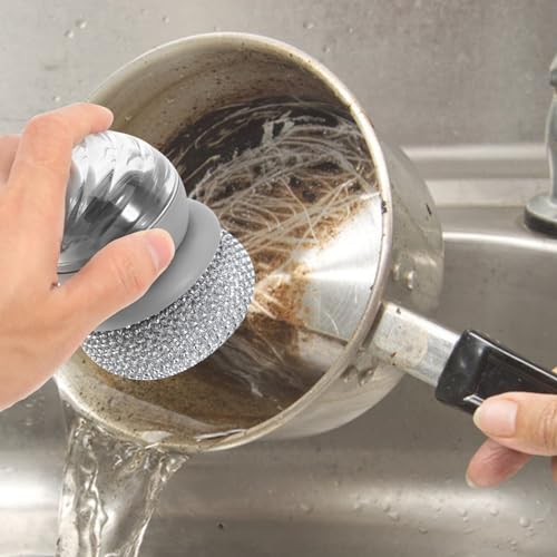 IMIKEYA Lavador De Pratos De Metal Esfregão De Lã De Aço Lavadores De Pratos De Cozinha Com Alça Esc