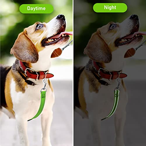 Cobee Puppy Collar Clips, 2 Pcs Reflective Nylon Back-up Connector, Safety Adjustable Harness Clip for Dogs (Green, Pink) - Image 2