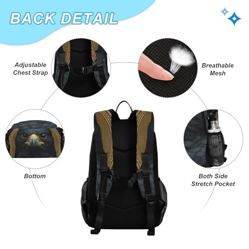 Kids Backpack Black Falcon School Bookbag with Lunch Bag for Boys Girls Preschool Kindergarten Elementary Laptop Daypack3
