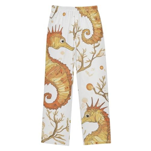 ZZXXB Lovely Seahorse Boys Long Pants Soft Trousers Elastic Waist Kids Lounge Bottoms with Pockets S-XL - Main Image