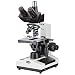 AmScope T390B Professional Compound Trinocular Microscope, 40X-2000X Magnification, WF10x and WF20x Eyepieces, Brightfield, Halogen Illumination, Abbe Condenser, Double-Layer Mechanical Stage, 110V-220V Auto-Switching