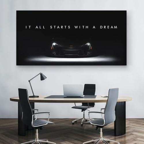 Toile avec citation inspirante Tout commence par un rêve décoration murale pour grand salon