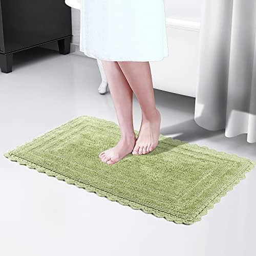 Royal Blaze 100% Cotton Reversible Bath Rug Comes with Loop and Tufted Design with Crochet Edges 2200 GSM Direct from Manufacturer Quick-Dry Bath Mat (Sage, RECTANGEL 17X24 + 17X24)…
