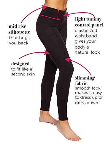 Felina Sueded Athleisure Performance Legging (2-Pack) Womens Leggings w/Slimming Waist Band Style: C3690RT - Image 3