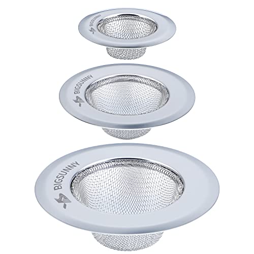MSY BIGSUNNY Mesh Sink Strainer set of 3, Stainless Steel Kitchen Drain Strainer with Large Wide Rim(4.5+3.6+2.8)