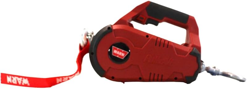 WARN PullzAll 120V AC Electric Winch with 1/2 Ton (1,000 lb) Capacity | Equipped with Steel Cable, Portable, Corded, Variable Speed Trigger, Red, 885000